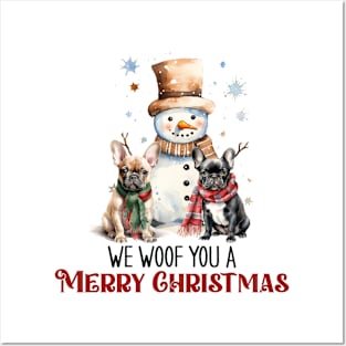 French Bulldog We Woof You A Merry Christmas Posters and Art